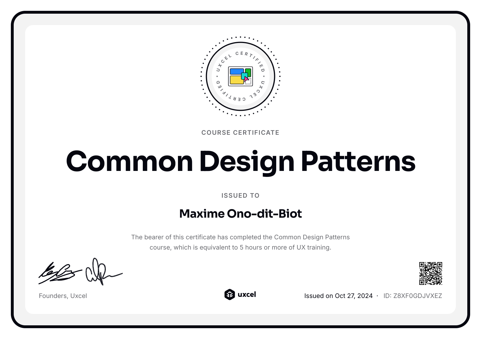 Maxime Ono-dit-Biot's certificate